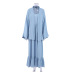 solid color cotton long ruffled cardigan straps nightdress set NSMSY137661