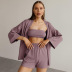 solid color wrap chest underwear strapping cardigan shorts three-piece pajamas NSMSY137665