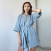 solid color double layer gauze short sleeve simple nightgown NSMSY137667