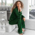 loose knitted green long sleeve striped stitching trousers loungewear NSMSY137669