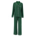 pantalones sueltos de punto verde de manga larga con costuras a rayas loungewear NSMSY137669