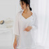 solid color simple feather stitching nightdress set NSMSY137671