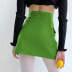 matte PU leather asymmetric high waist short A-line skirt NSSQS137680