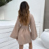 vestido cruzado de manga larga de algodón y lino en color liso con cuello de pico NSSQS137690