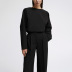solid color simple wide-leg pants and long-sleeved top two-piece set NSSQS137694