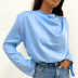 solid color satin drape bell-sleeved loose top multi colors NSSQS137695