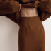 solid color woolen thick loose wrap coat and sheath skirt set NSSQS137696