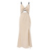 solid color twisted V-neck hollow backless slip dress NSSQS137698