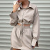 conjunto de dos piezas de falda y top corto con cordón de algodón y lino en color liso NSSQS137701