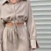 conjunto de dos piezas de falda y top corto con cordón de algodón y lino en color liso NSSQS137701