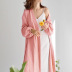 solid color double crepe long sleeve wrap dress NSSQS137703
