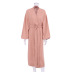 solid color double crepe long sleeve wrap dress NSSQS137703