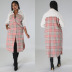 abrigo largo de lana con bolsillo con solapa y estampado a cuadros sueltos con solapa NSHBG137721
