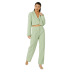 Plus Size Solid Color crop suit jacket and high waist Pants Two-piece Set NSHBG137722