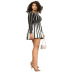plus size waist and thin long-sleeved round neck striped dress NSLNW137736