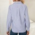 striped single-breasted lotus leaf sleeve lapel shirt NSYBL137756