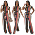 Colorful Striped Print short Sleeve Top Straight Pants Set NSGMT137763