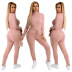 solid color turtle neck long sleeve top and slim pants two-piece set NSGMT137764