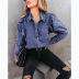 lapel loose long-sleeved single-breasted denim shirt NSCXY137775