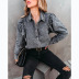 lapel loose long-sleeved single-breasted denim shirt NSCXY137775
