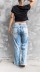 high waist loose hole wide leg wash jeans NSCXY137782