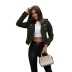 solid color long sleeve oblique zipper lapel crop jacket  NSHFC137785