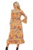 V-neck long-sleeved long slit floral dress NSHFC137790