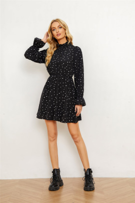 Love Printed Long-sleeved Round Neck Dress NSHFC137791
