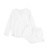 solid color double-layer cotton gauze long-sleeved top and shorts pajamas NSMSY137792