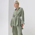 double crepe lace-up shirt pants solid color loose two-piece loungewear can be worn outside NSMSY137798