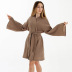 solid color long-sleeved crepe cotton bathrobe NSMSY137799