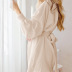 solid color Double Crepe Cotton Lace-Up long sleeve Bathrobe NSMSY137804
