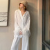 ostrich feather stitching loose long-sleeved top and pants loungewear can be worn outside NSMSY137806