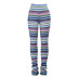 pantalones largos de punto a rayas de cintura alta de colores NSAFS137813