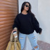 Knitted round neck solid color loose long-sleeved sweatshirt NSAFS137820