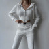 solid color Knitted Retro Fishbone Long Sleeve full zipper Hoodie Trousers lounge set NSAFS137823