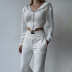 solid color Knitted Retro Fishbone Long Sleeve full zipper Hoodie Trousers lounge set NSAFS137823