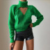 suéter de lana de dos piezas con cuello alto de color liso NSAFS137833