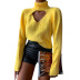 solid color turtleneck hollow two-piece wool sweater NSAFS137833