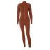 solid color full zipper long-sleeved top slim yoga pants set NSSFN137849