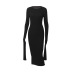 solid color long sleeves round neck sheath dress NSSFN137851