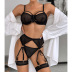 mesh see-through embroidery four-piece underwear set NSHLN137857