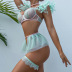 feather stitching mesh contrast color see-through four-piece underwear set NSHLN137861