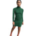 solid color long-sleeved round neck straps hollowed out sheath dress NSCOK137866