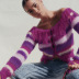 Suéter corto ajustado de manga larga con dobladillo con borlas en color de contraste con cuello de una palabra NSCOK137869