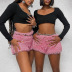 solid color low waist slim plush short shorts NSCOK137887