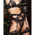 embroidery see-through strappy solid color underwear set NSSSW137902
