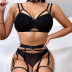 solid color see-through collar leg ring underwear set NSSSW137909
