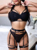 solid color see-through collar leg ring underwear set NSSSW137909