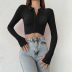 solid color Knitted Lapel Long Sleeve crop Top NSAFS137934